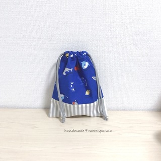 海の仲間たちブルー 巾着袋小(外出用品)