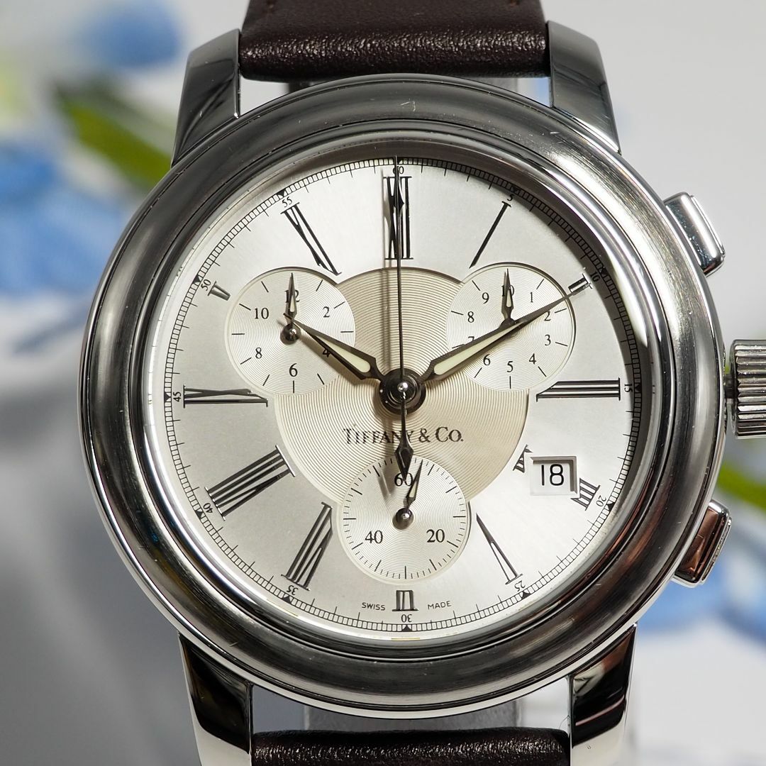 Tiffany & Co.(ティファニー)のティファニー TIFFANY＆CO. クロノグラフ 革ベルト 腕時計 C477 メンズの時計(腕時計(アナログ))の商品写真