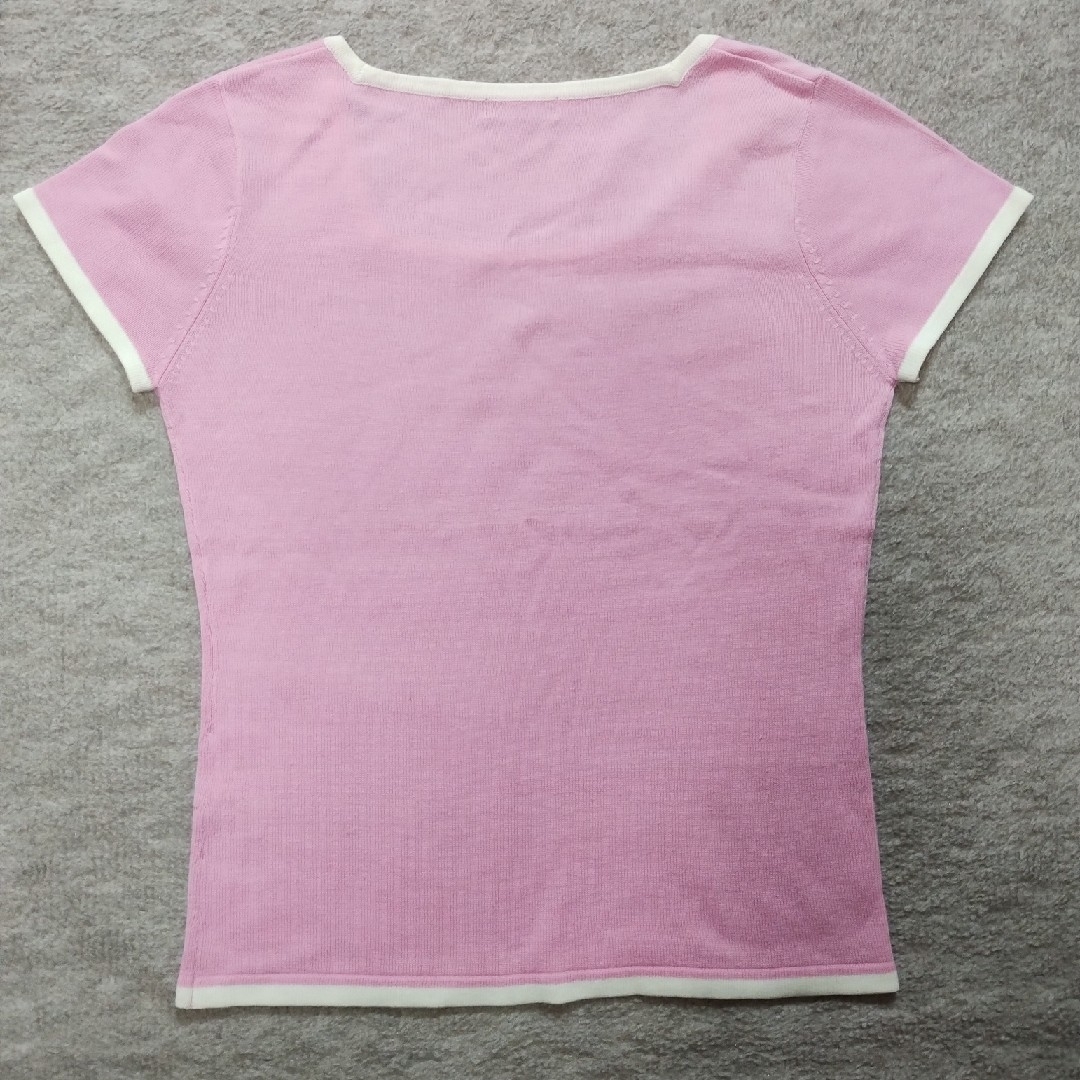 ピンク　コンサバ系　トップス　白ライン レディースのトップス(カットソー(半袖/袖なし))の商品写真