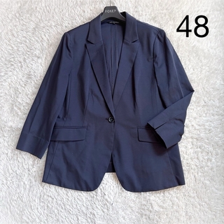 ニジュウサンク(23区)の美品　23区　サマージャケット　テーラード　サイズ48 大きいサイズ　濃紺(テーラードジャケット)