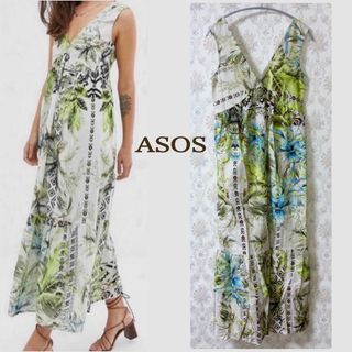 エイソス(asos)の【タグ付き新品 S〜M】ロング丈リネンワンピース(ロングワンピース/マキシワンピース)