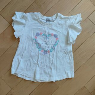 美品　120　Tシャツ　フリル　トップス　綿　半袖　女の子　白　夏