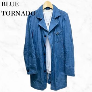 ブルートルネード(BLUE TORNADO)のBLUE TORNADO ライトアウター　ロング丈ジャケット　青　ブルー系コート(ブルゾン)