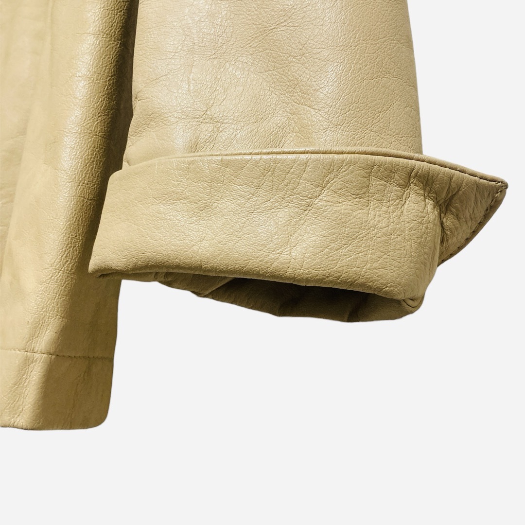 レディース　本革　レザー　テーラードジャケット　ベージュ　M  ベルト付き レディースのジャケット/アウター(テーラードジャケット)の商品写真