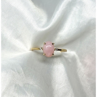 プルン可愛いピンクオパールリングK18ダイヤモンドリング,18金リング(リング(指輪))