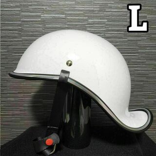 L ダックテール ホワイト　ヘルメット　半ヘル　キャップ　半帽(ヘルメット/シールド)