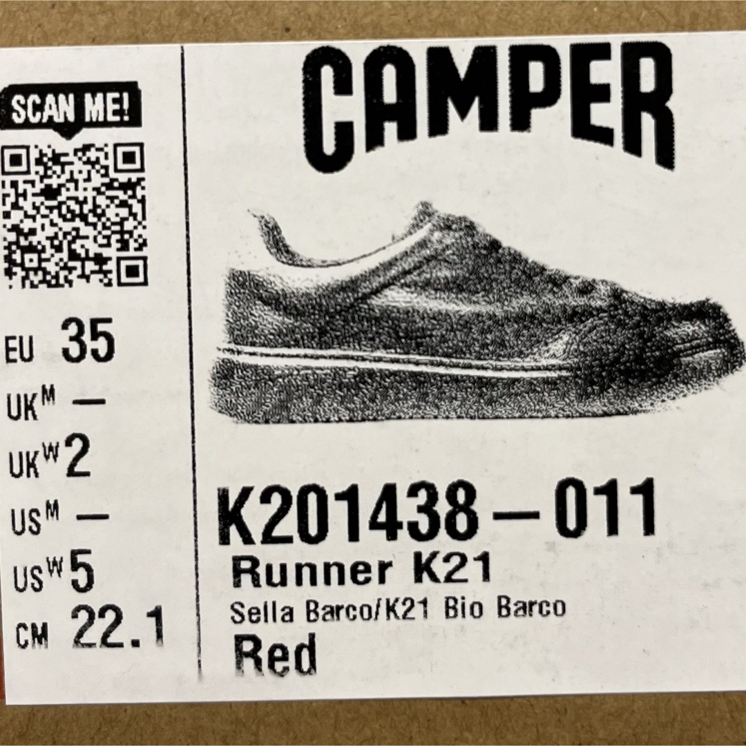 CAMPER(カンペール)の新品 Camper カンペール Runner K21 レザースニーカー レッド レディースの靴/シューズ(スニーカー)の商品写真