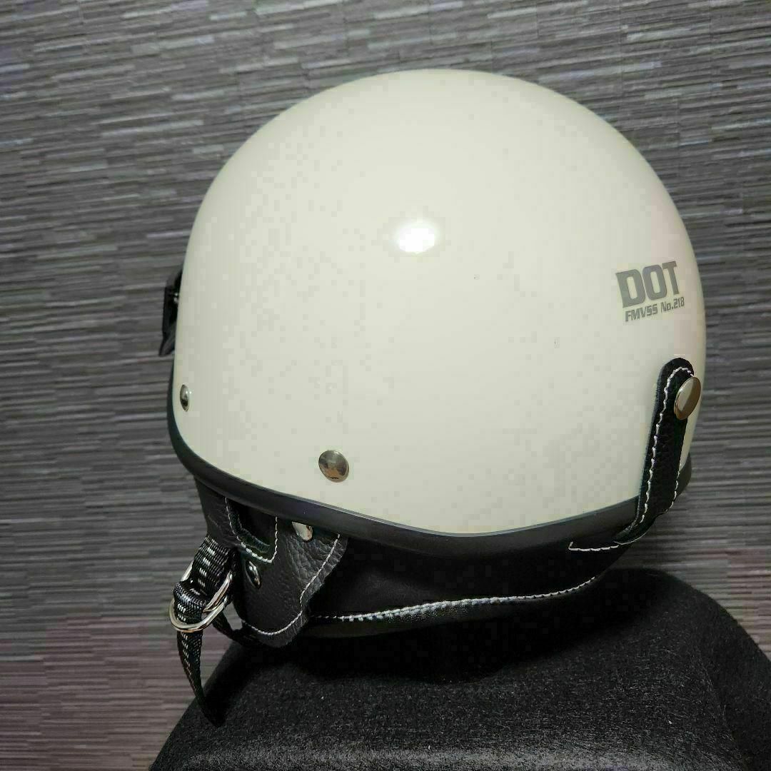 Ｌ　ポリスヘルメット　ホワイト　キャップ型　半帽　　半ヘル 自動車/バイクのバイク(ヘルメット/シールド)の商品写真