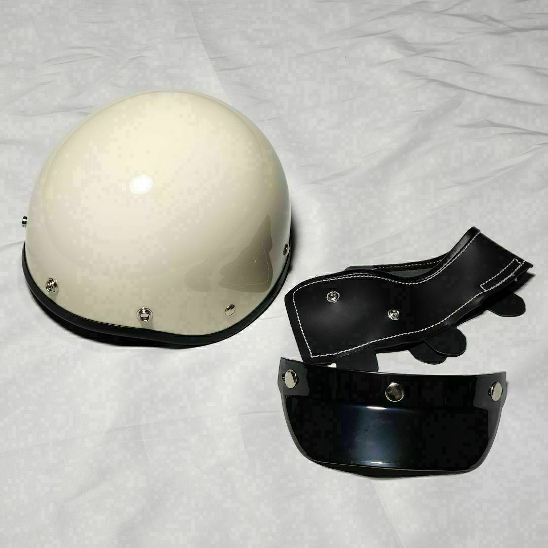 Ｌ　ポリスヘルメット　ホワイト　キャップ型　半帽　　半ヘル 自動車/バイクのバイク(ヘルメット/シールド)の商品写真