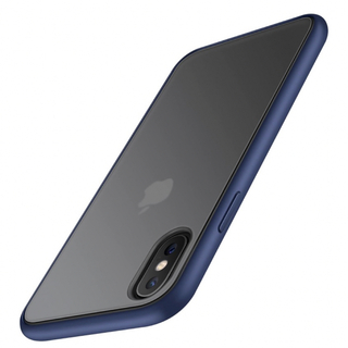 iPhoneX /Xs用ケース 半透明 マット質感 指紋防止 快適な質感　ブルー
