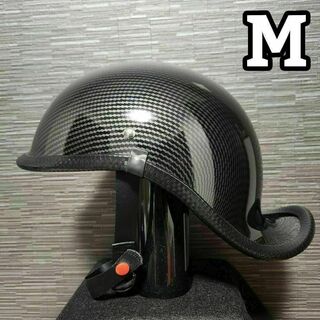 M　ダックテール 　カーボン調　ヘルメット　半ヘル　キャップ　半帽(ヘルメット/シールド)