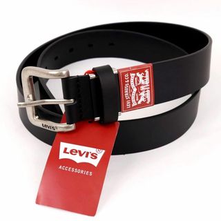 リーバイス(Levi's)のリーバイス ベルト 未使用 牛革 レザー ロゴバックル ブランド 小物 メンズ ブラック Levi's(ベルト)