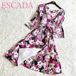 ESCADA - 美品 エスカーダ カシュクールワンピース 花柄 総柄38