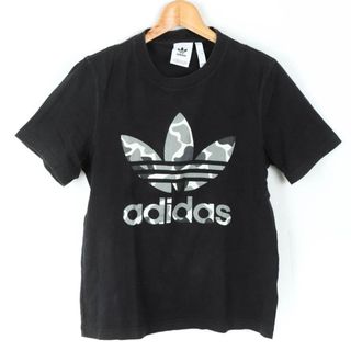 adidas - アディダス 半袖Ｔシャツ トップス ビッグロゴT コットン スポーツウエア メンズ Sサイズ 黒×グレー adidas