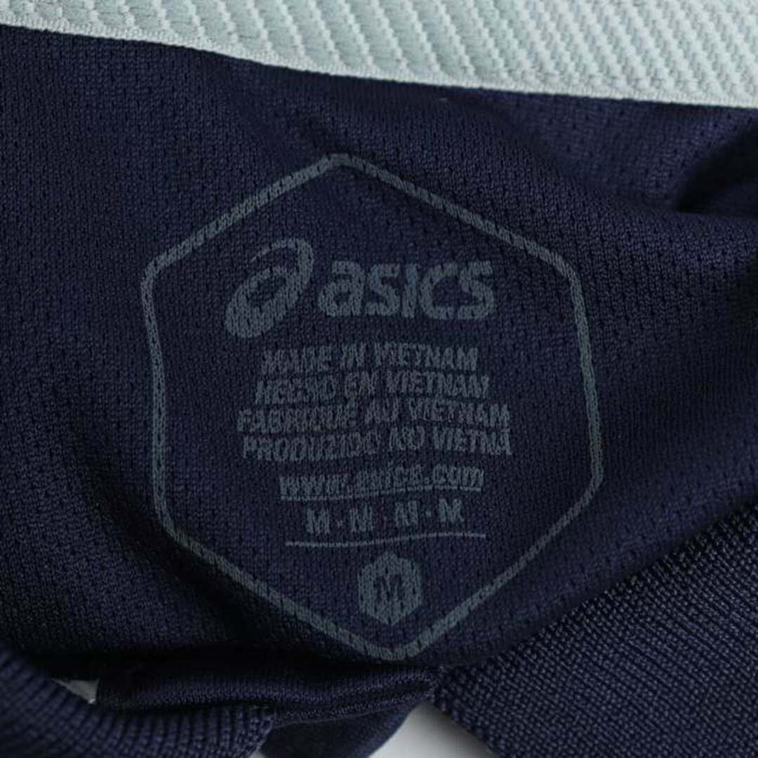 asics(アシックス)のアシックス 半袖ポロシャツ トップス ワンポイントロゴ スポーツウエア メンズ Mサイズ 紺×白 asics メンズのトップス(ポロシャツ)の商品写真