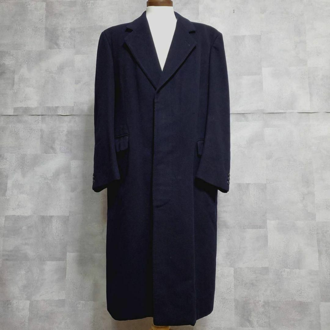 BURBERRY(バーバリー)のXL バーバリー カシミヤ ウール ロング チェスターコート 紺 イングランド製 メンズのジャケット/アウター(チェスターコート)の商品写真