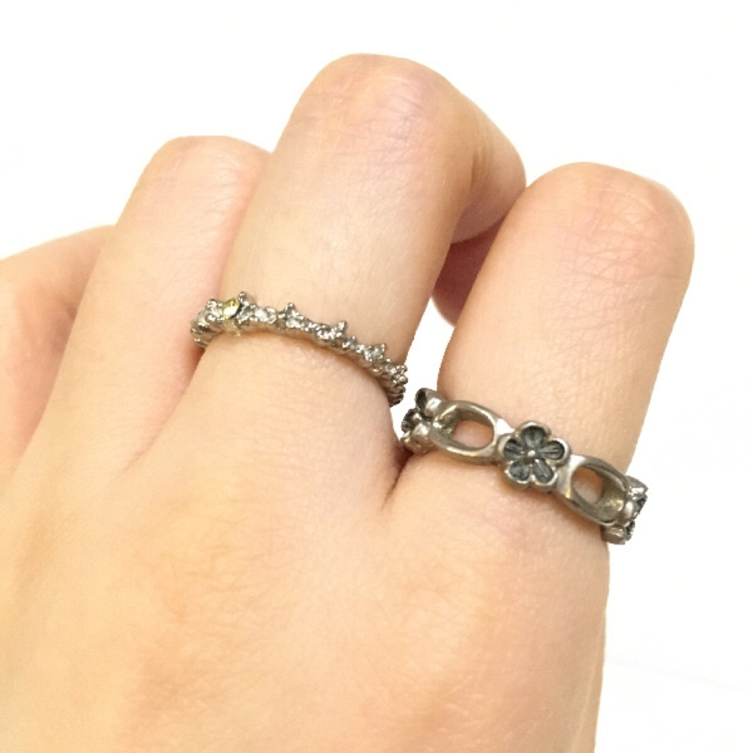 お洒落なリング指輪♡2個セットビジューラインストーンきれいめ13号・11号 レディースのアクセサリー(リング(指輪))の商品写真