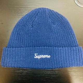 supreme ニット帽 ビーニー 紺色(ニット帽/ビーニー)