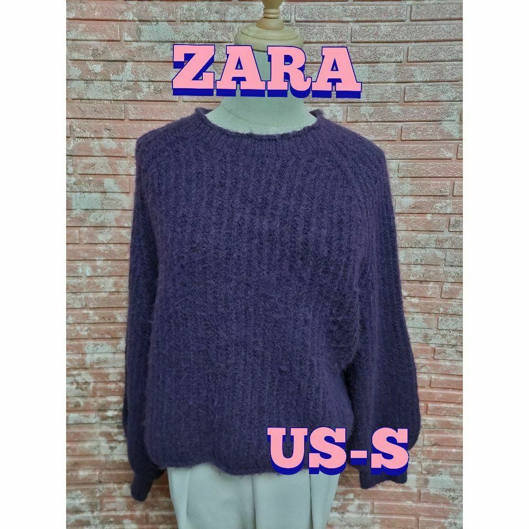 ZARA(ザラ)のZARA ザラ アルパカブレンド クルーネック セーター パープル US-S レディースのトップス(ニット/セーター)の商品写真