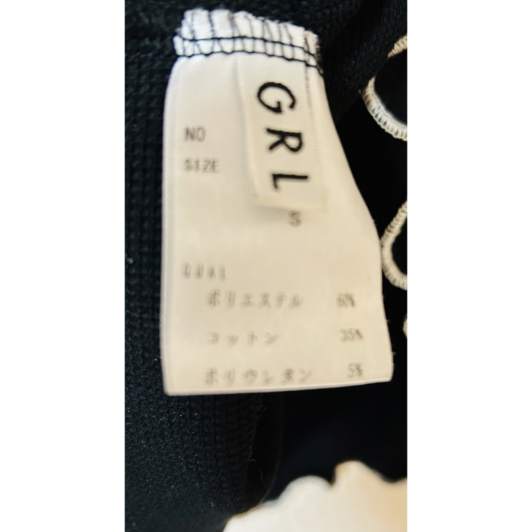 GRL(グレイル)のグレイル スクエアネック配色メロウショート丈トップス[yz645] カットソー レディースのトップス(Tシャツ(長袖/七分))の商品写真