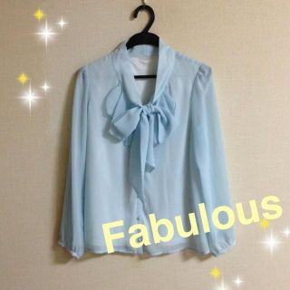 ファビュラスアンジェラ(Fabulous Angela)の値下げ♡アイスブルーシフォンブラウス♡(シャツ/ブラウス(長袖/七分))