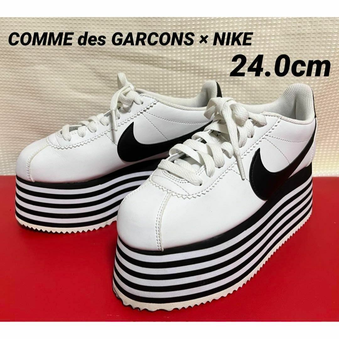 COMME des GARCONS(コムデギャルソン)の【美品】希少 24cm コムデギャルソン ナイキ コルテッツ 厚底　スニーカー レディースの靴/シューズ(スニーカー)の商品写真