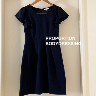 PROPORTION BODY DRESSING - 美品　PROPORTIONBODYDRESSING 半袖ワンピース ネイビー　S