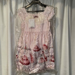 シャーリーテンプル(Shirley Temple)のシャーリーテンプルレースフリルピンクケーキロゴワンピース100(ドレス/フォーマル)