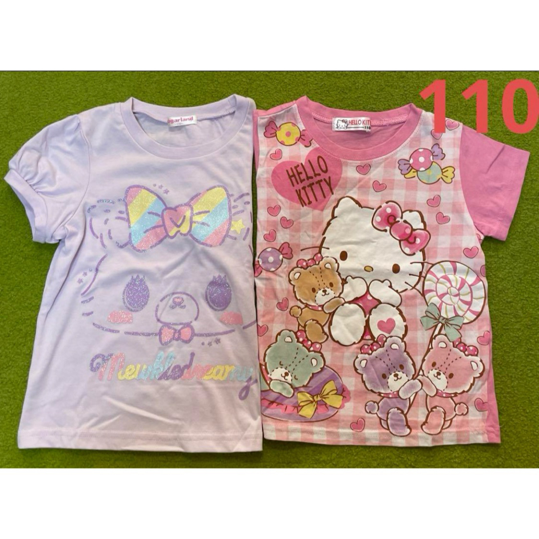 西松屋(ニシマツヤ)のサンリオ ねこキャラTシャツ2枚セット 110 キッズ/ベビー/マタニティのキッズ服女の子用(90cm~)(Tシャツ/カットソー)の商品写真