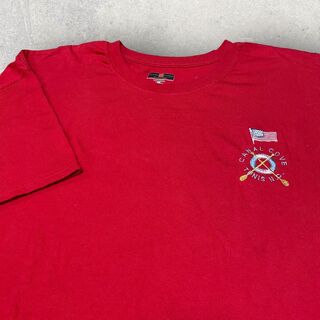 ラッセルアスレティック(Russell Athletic)のUS古着 RUSSELL ATHLETIC 刺繍ロゴ Tシャツ XL レッド 赤(Tシャツ/カットソー(半袖/袖なし))