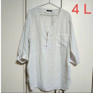 Avail - USED　アベイル　ストライプ　トップス　七分丈　４Ｌ