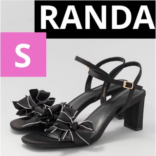 ランダ(RANDA)のランダ RANDA ミニリボンストラップサンダル ブラック 黒 リボン サンダル(サンダル)