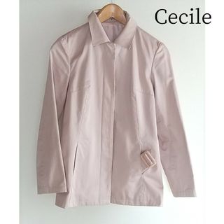 セシール(cecile)のCecile ベルト付き ステンカラー ハーフコート (ピンクベージュ)(テーラードジャケット)