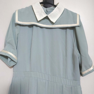 F i.n.t - 【セール♡美品・未使用に近い　水色　セーラーカラー　半袖　ロングワンピース