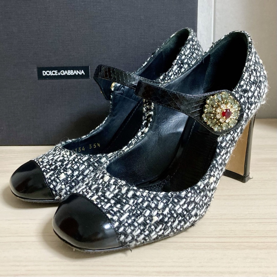 DOLCE & GABBANA ツイードビジューハイヒールパンプス 35 1/2 DOLCE & GABBANA ツイードビジューハイヒールパンプス 35 1/2