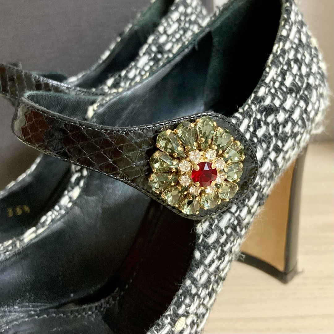 DOLCE & GABBANA ツイードビジューハイヒールパンプス 35 1/2 DOLCE & GABBANA ツイードビジューハイヒールパンプス 35 1/2
