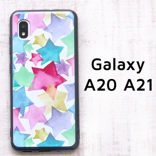 Galaxy A20 A21 カラフル 星 ソフトケース カバー(Androidケース)