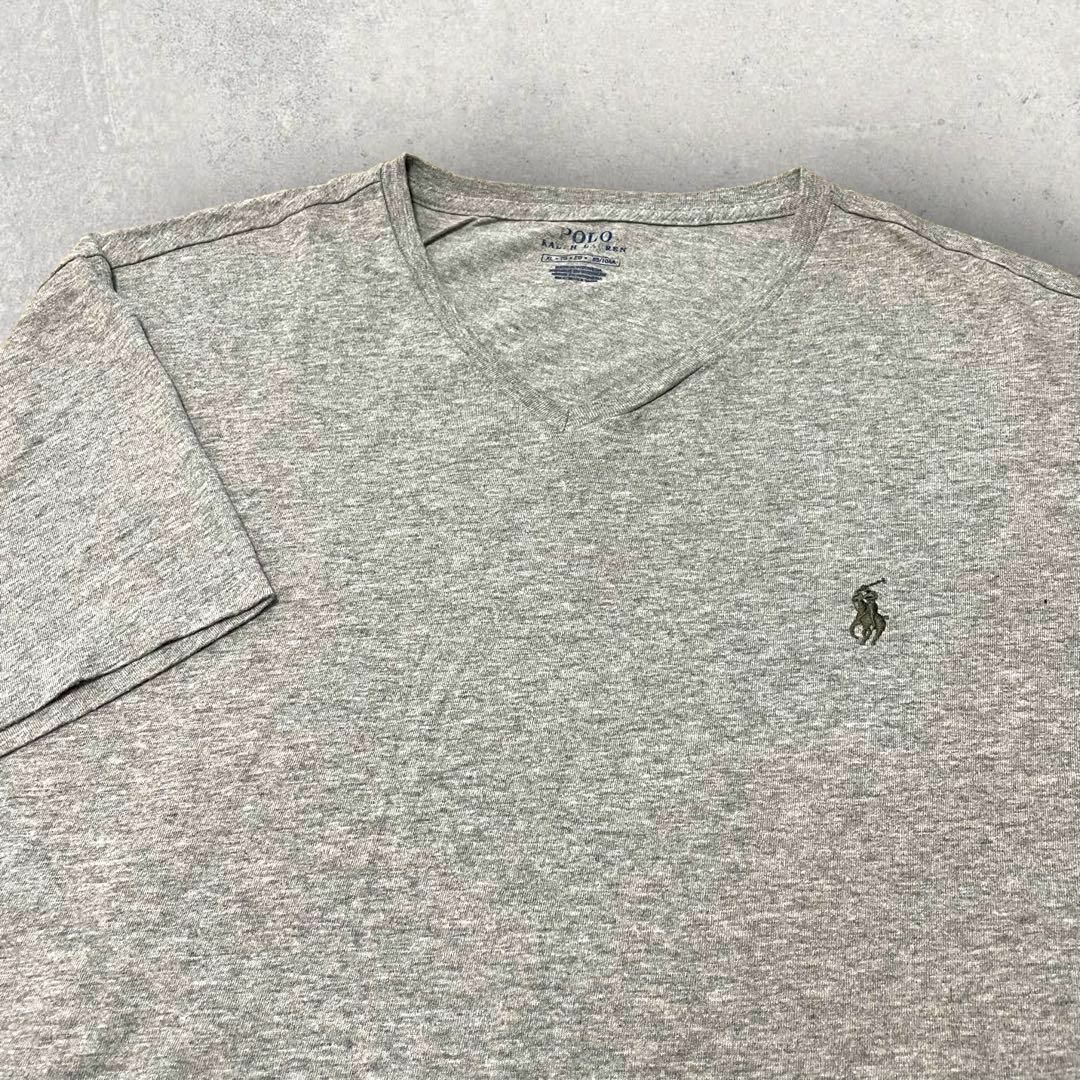 POLO RALPH LAUREN(ポロラルフローレン)の美品 Polo Ralph Lauren Vネック 無地 Tシャツ XL グレー メンズのトップス(Tシャツ/カットソー(半袖/袖なし))の商品写真