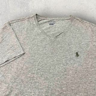 ポロラルフローレン(POLO RALPH LAUREN)の美品 Polo Ralph Lauren Vネック 無地 Tシャツ XL グレー(Tシャツ/カットソー(半袖/袖なし))