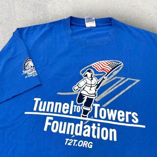 US古着 USA製 Tunnel to Towers 星条旗 Tシャツ XL 青(Tシャツ/カットソー(半袖/袖なし))