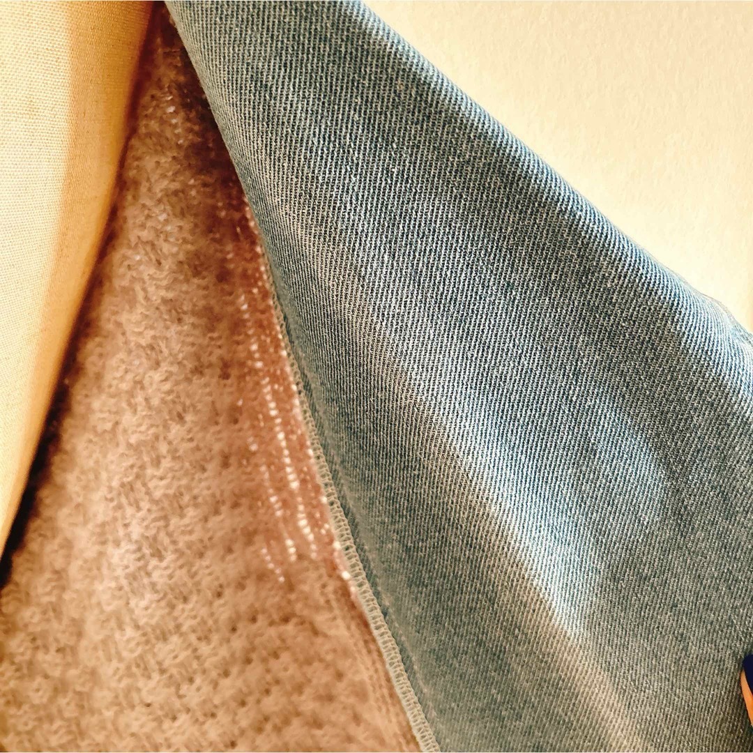 カーディガン デニム ニット 羽織 アウター グレー インディゴブルー レディースのトップス(カーディガン)の商品写真