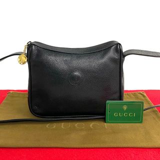 Gucci - 極 美品 GUCCI グッチ オールドグッチ ヴィンテージ GG ロゴ チャーム 金具 レザー ミニ ショルダーバッグ ポシェット ブラック 黒 626-2