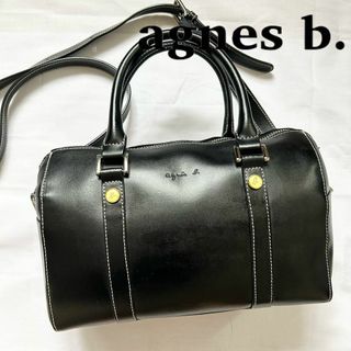 アニエスベー(agnes b.)の✨極美品✨2way　アニエスベー　ショルダーバッグ　ボストンバッグ　黒　レザー(ショルダーバッグ)