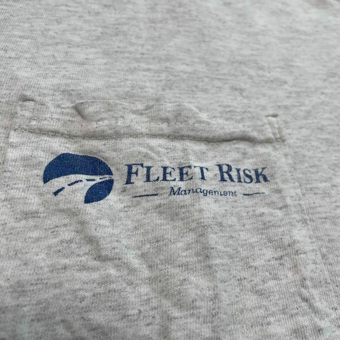 US古着 FLEET RISK トラック 運送会社 ポケットTシャツ XL 白 メンズのトップス(Tシャツ/カットソー(半袖/袖なし))の商品写真