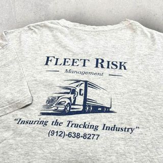 US古着 FLEET RISK トラック 運送会社 ポケットTシャツ XL 白(Tシャツ/カットソー(半袖/袖なし))