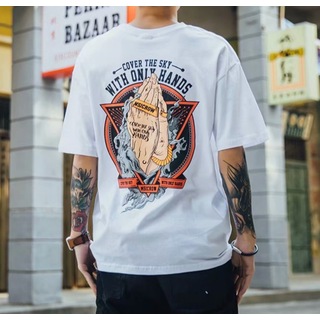 【在庫わずか】半袖 XL ストリート オーバーサイズ 白 ロック Tシャツ 手(Tシャツ/カットソー(半袖/袖なし))