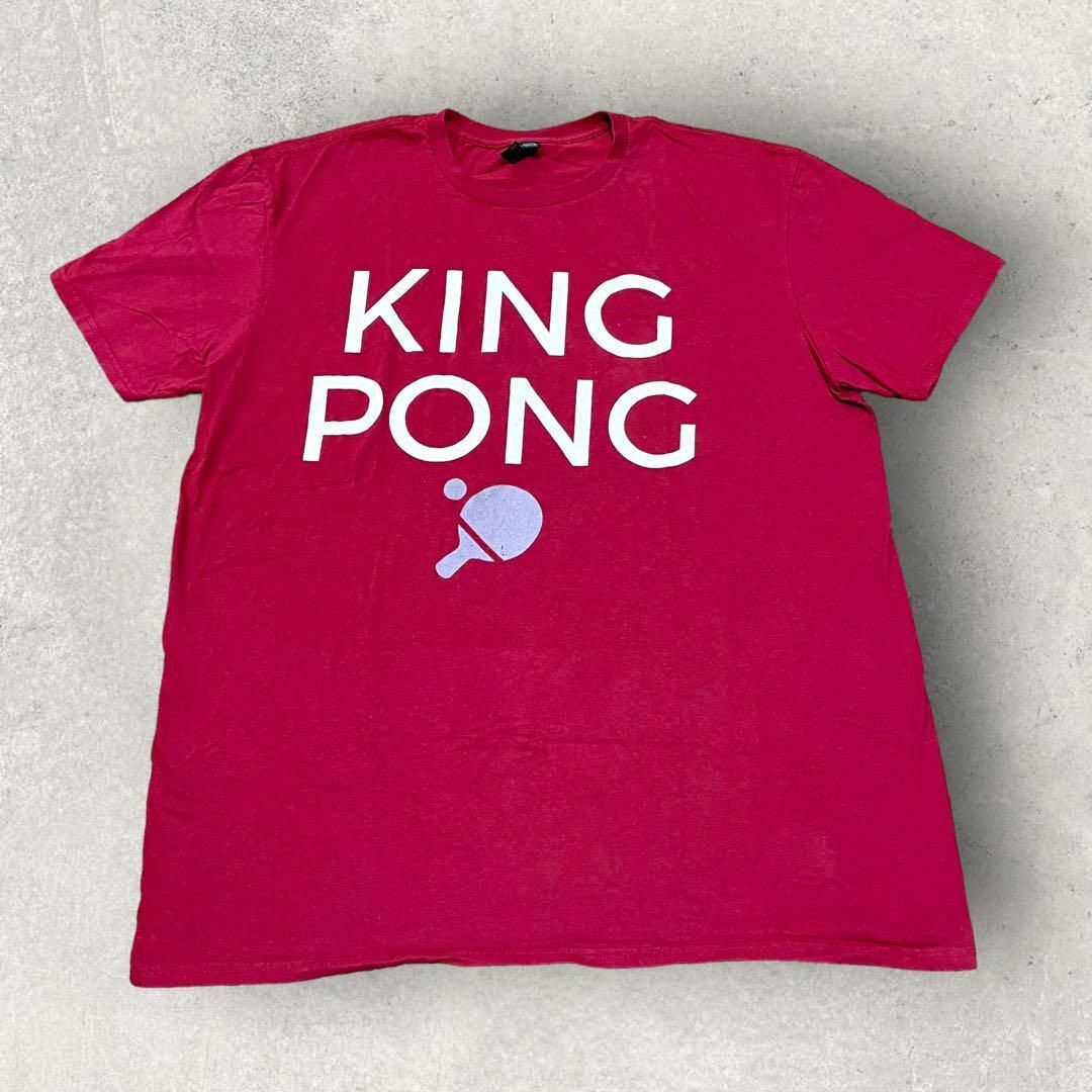 Anvil(アンビル)のUS古着 anvil KING PONG 卓球 パロディ Tシャツ XL レッド メンズのトップス(Tシャツ/カットソー(半袖/袖なし))の商品写真