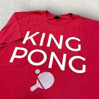 アンビル(Anvil)のUS古着 anvil KING PONG 卓球 パロディ Tシャツ XL レッド(Tシャツ/カットソー(半袖/袖なし))