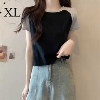 【早い者勝ち】 レディース Tシャツ 黒 XL 半袖 シンプル 韓国女子 グレー(Tシャツ(半袖/袖なし))