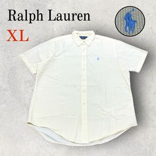 美品 Ralph Lauren ラルフローレン シアサッカー 半袖シャツ XL